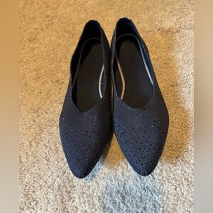 Knit Navy Pointed Toe Women's Flats